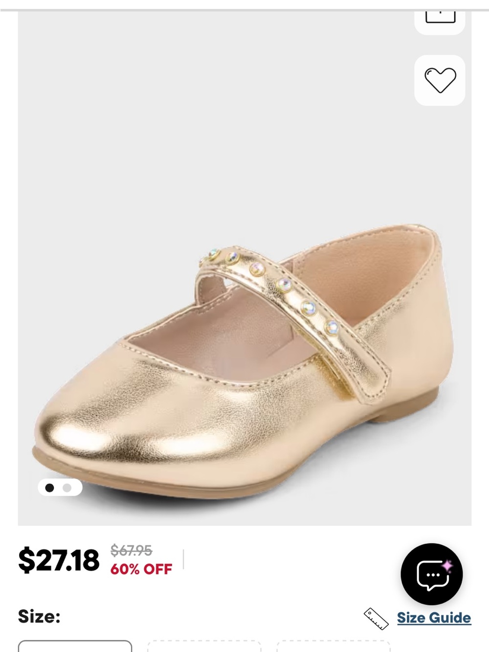 4T Metallic Gold Rhinestone Ballet Flats